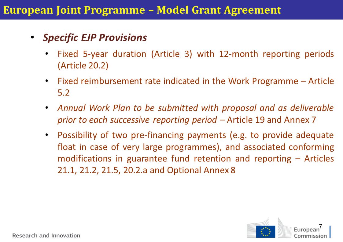 European Joint Programme – Model Grant Agreement
