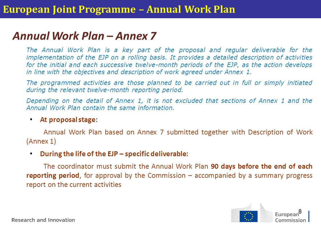 Annual Work Plan – Annex 7