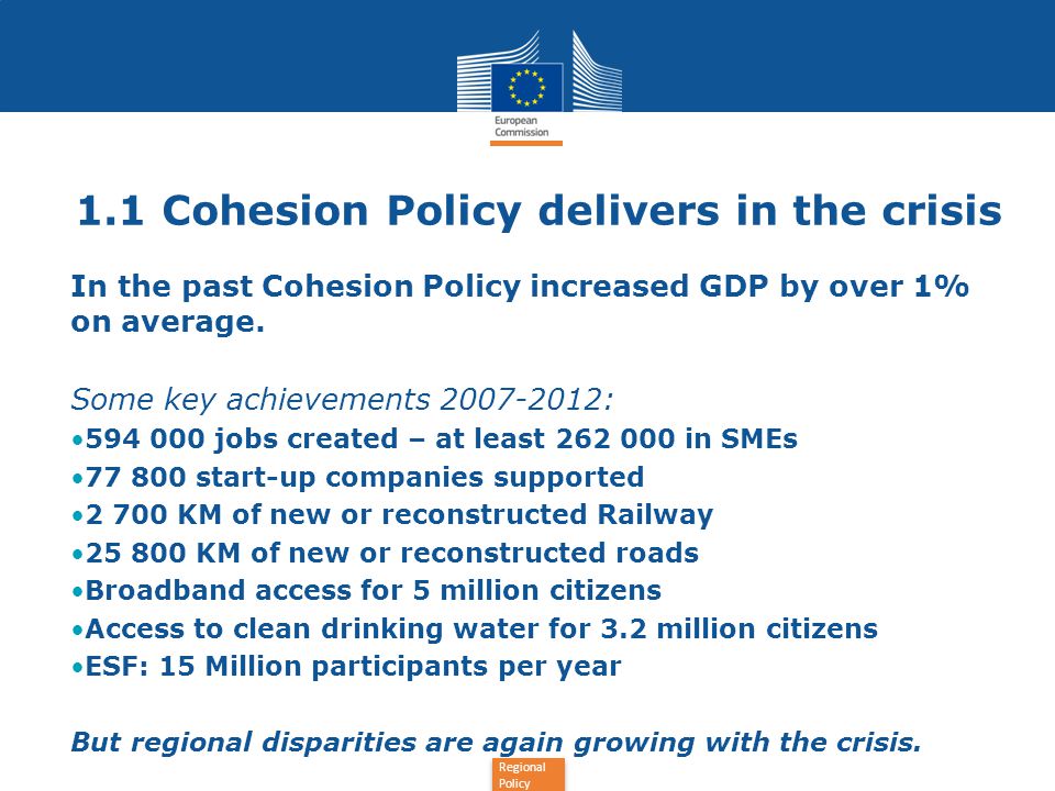 1.1 Cohesion Policy delivers in the crisis