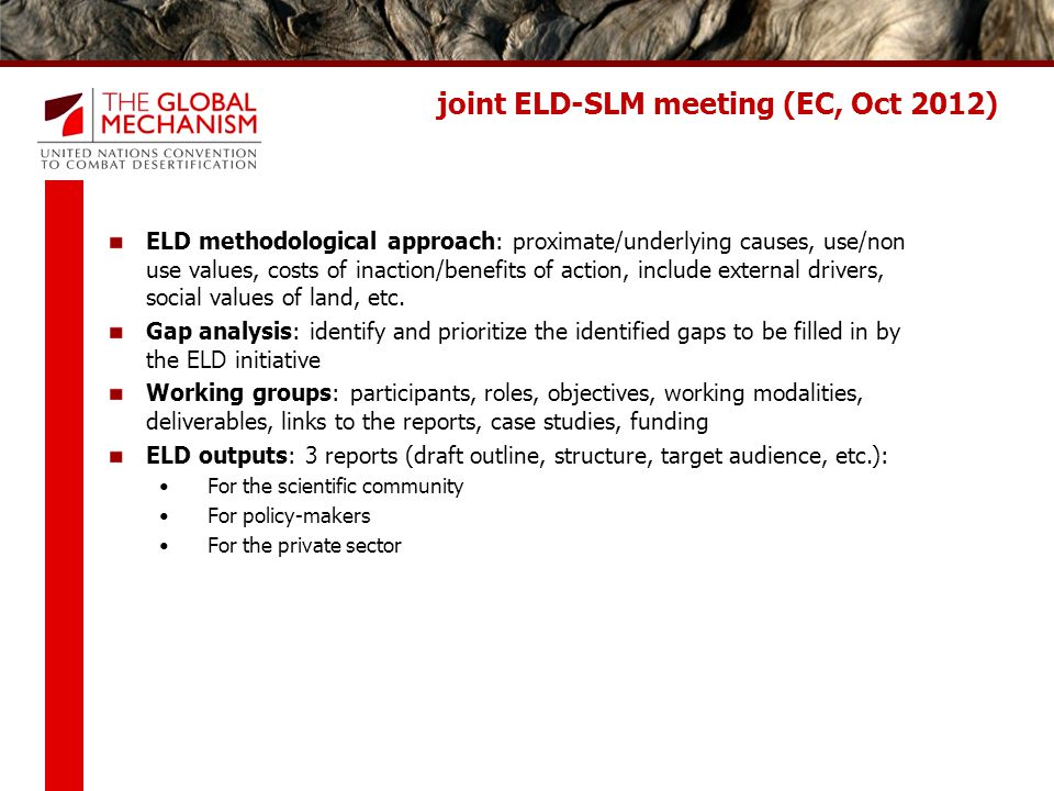 joint ELD-SLM meeting (EC, Oct 2012)