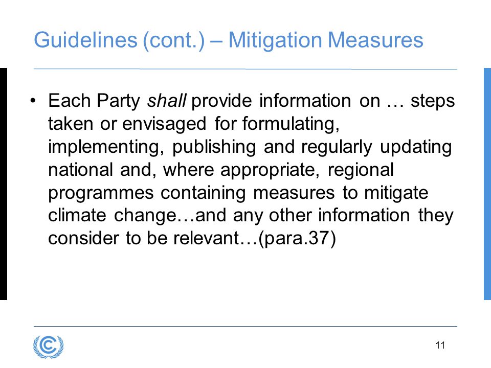 Guidelines (cont.) – Mitigation Measures