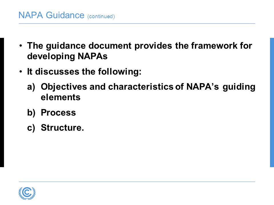 NAPA Guidance (continued)