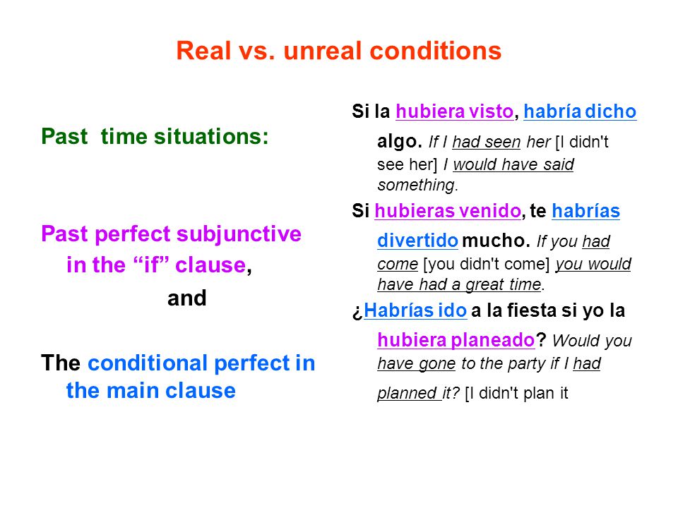 Real vs. unreal conditions
