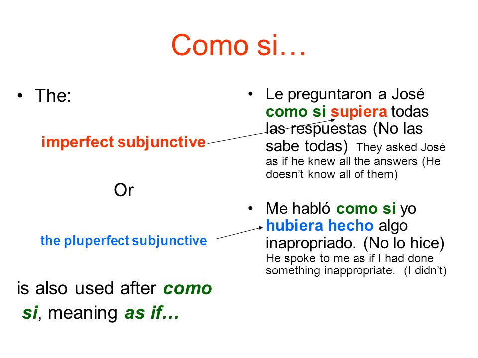 Como si… The: Or is also used after como si, meaning as if…