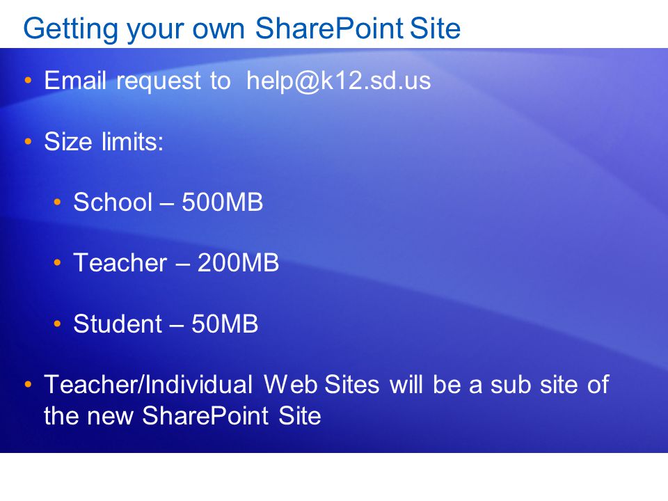 Getting your own SharePoint Site