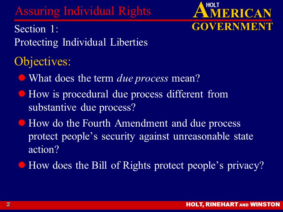 Section 1: Protecting Individual Liberties