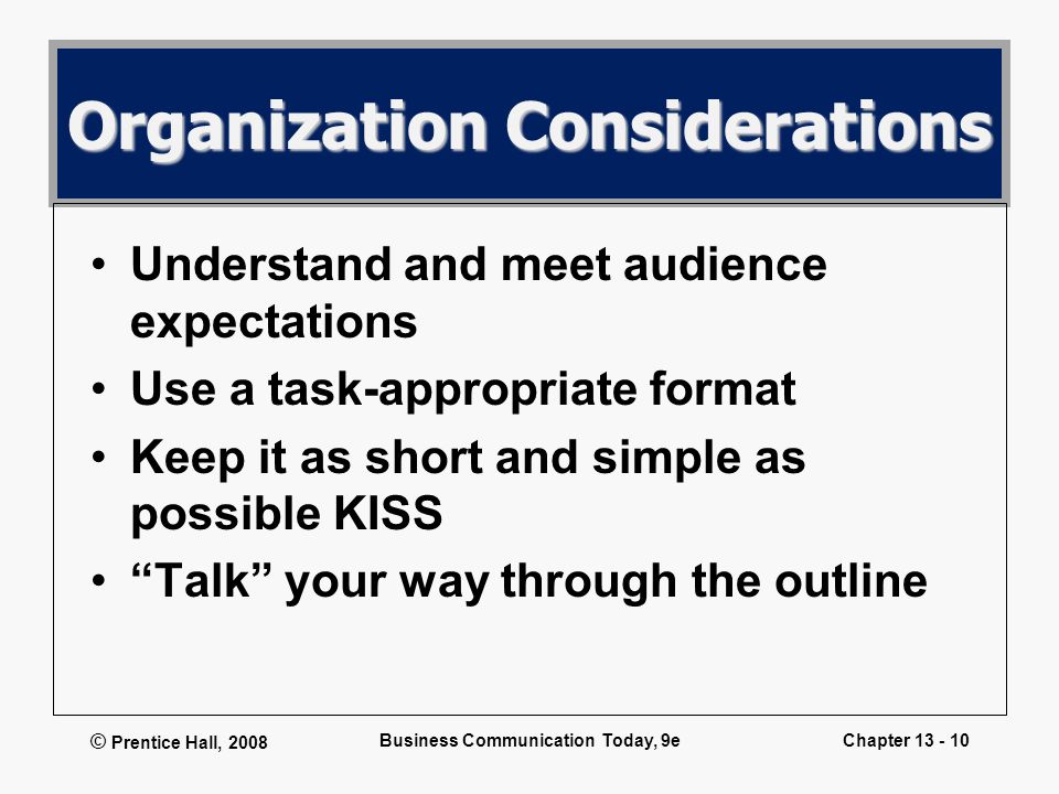 Organization Considerations