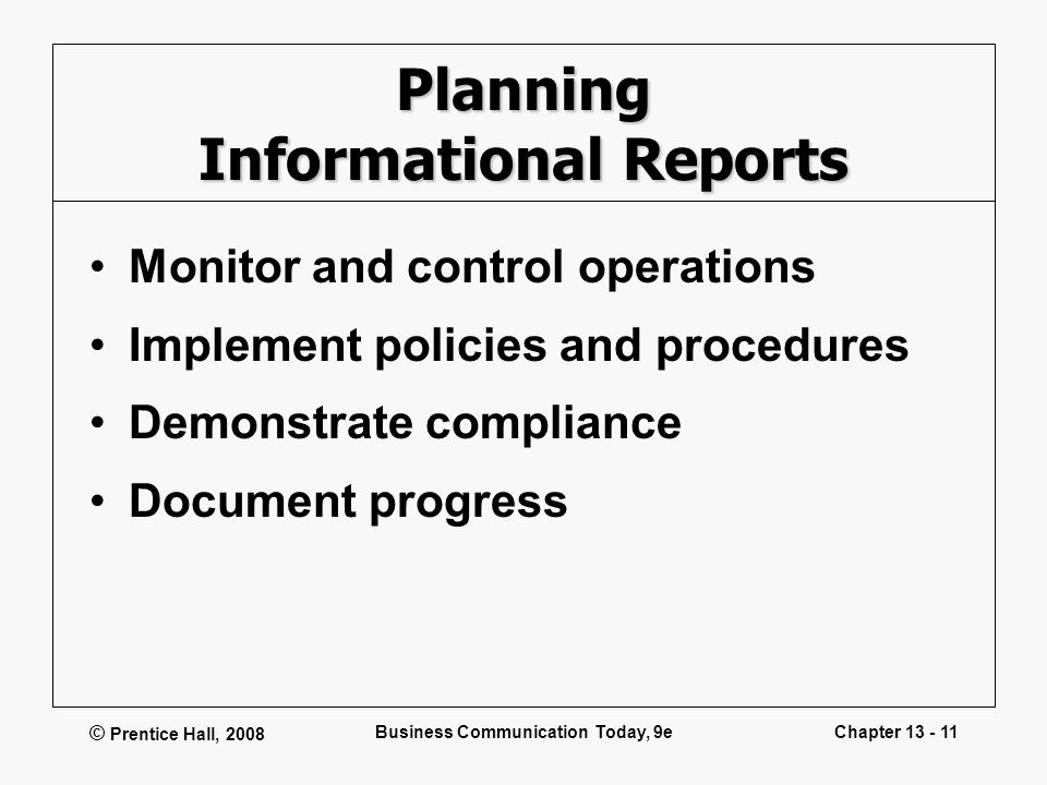 Planning Informational Reports