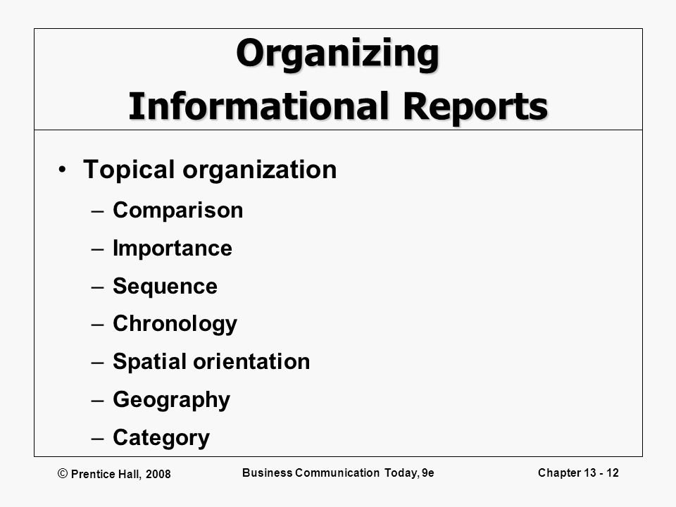 Organizing Informational Reports