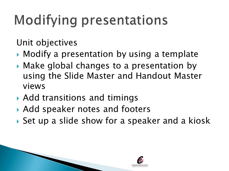 Modifying presentations