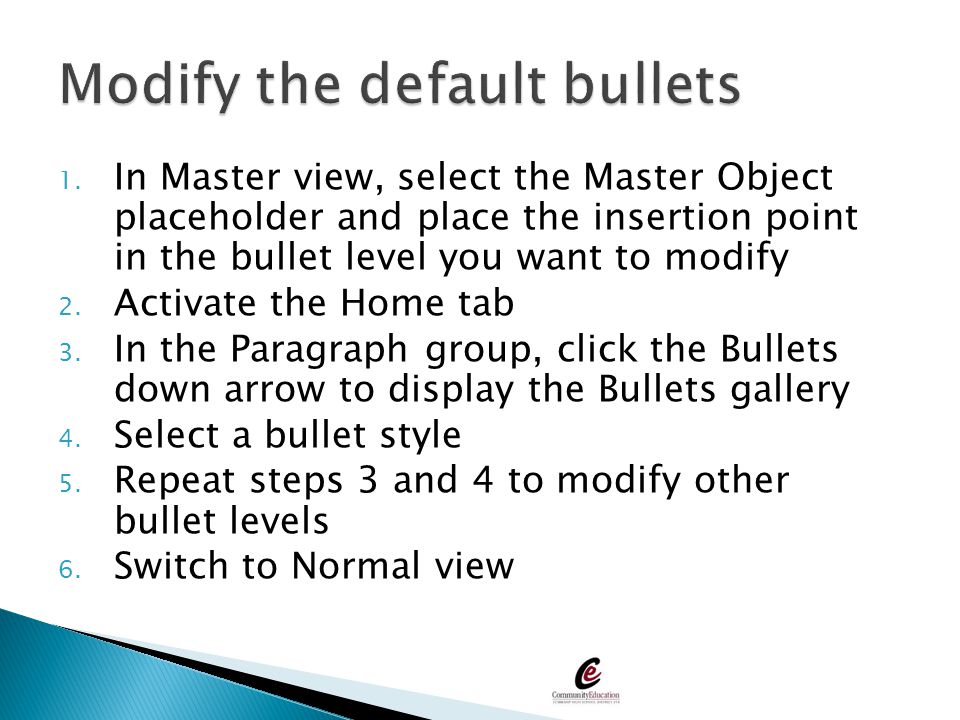 Modify the default bullets