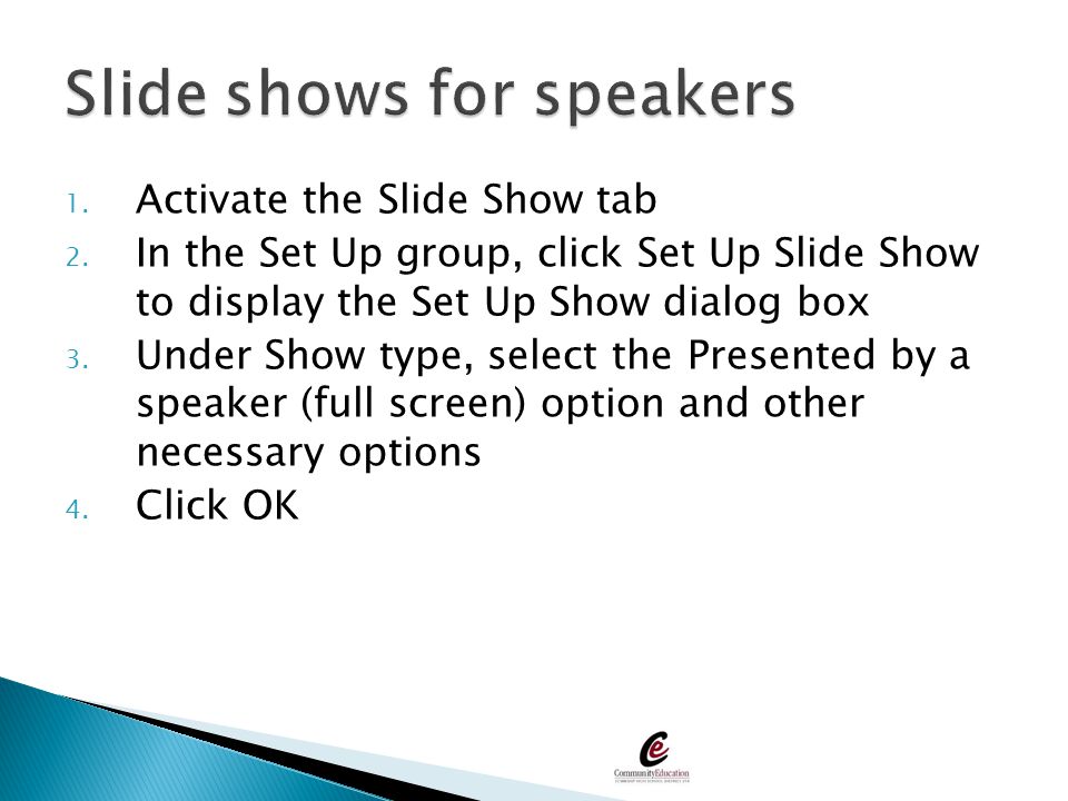 Slide shows for speakers