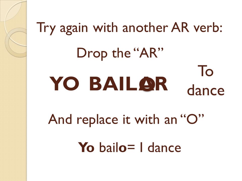 Try again with another AR verb: