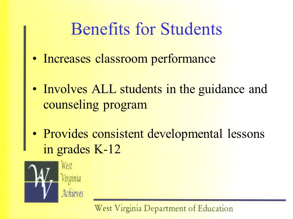 Benefits for Students Increases classroom performance
