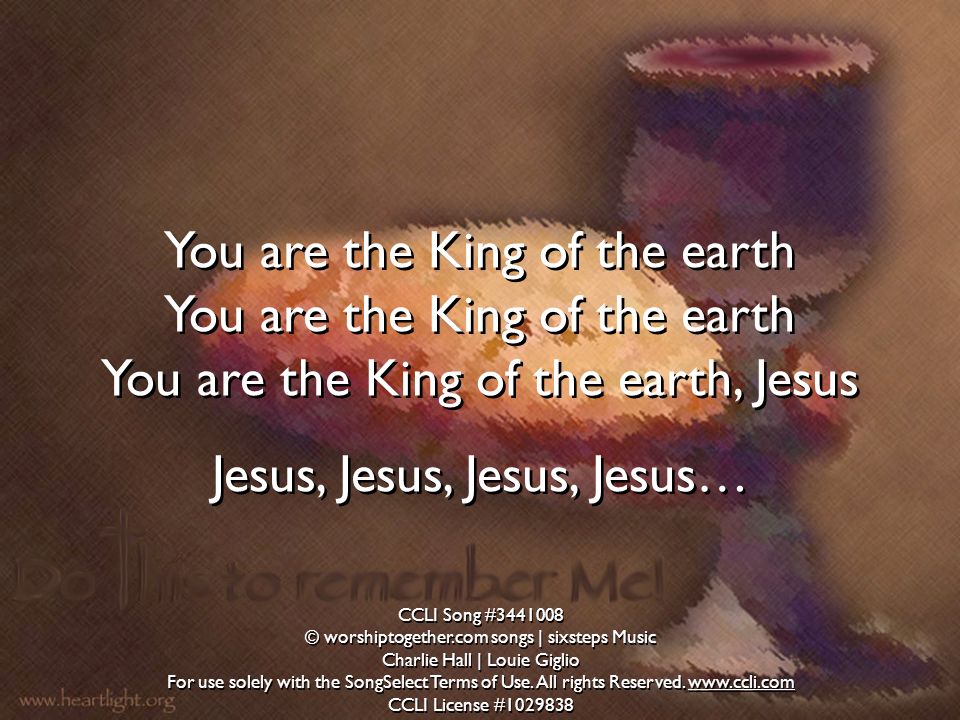You are the King of the earth You are the King of the earth, Jesus