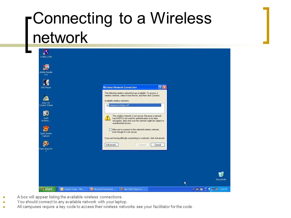 Connecting to a Wireless network