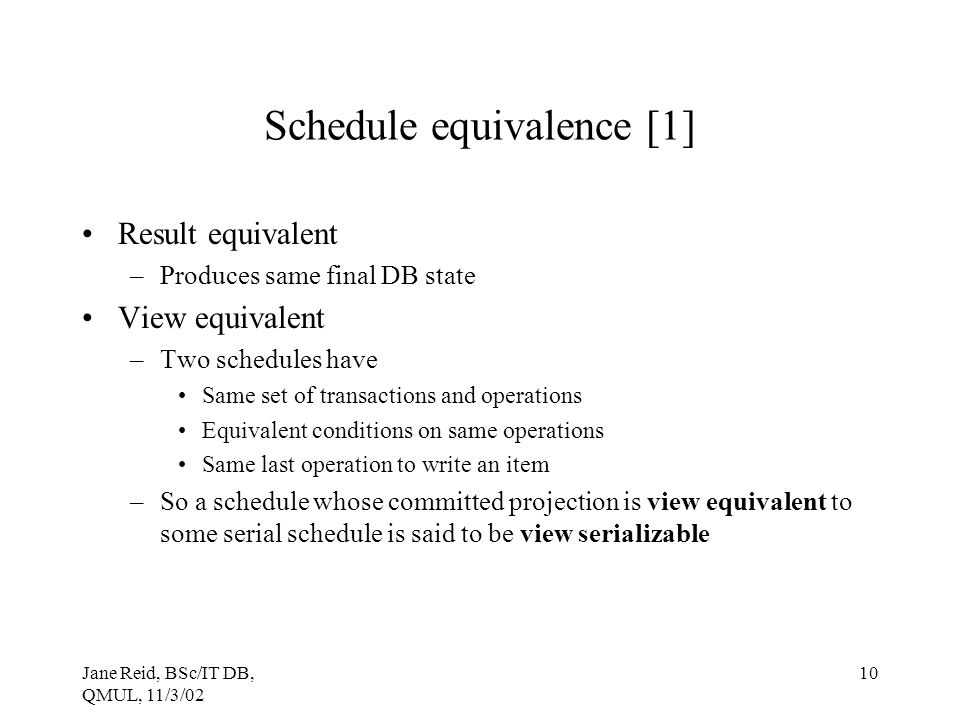 Schedule equivalence [1]