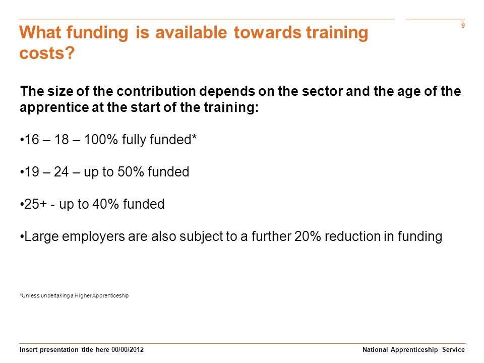 What funding is available towards training costs