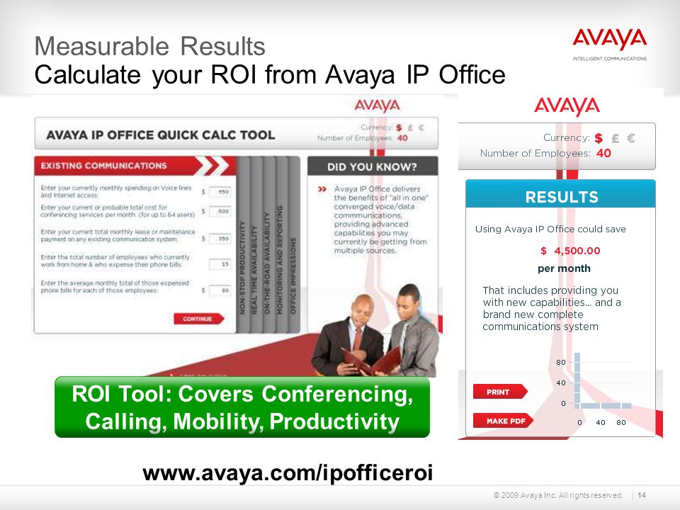 Measurable Results Calculate your ROI from Avaya IP Office