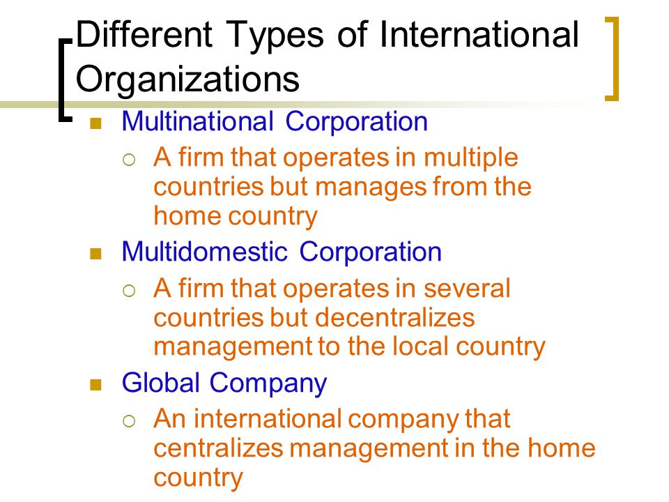 Different Types of International Organizations