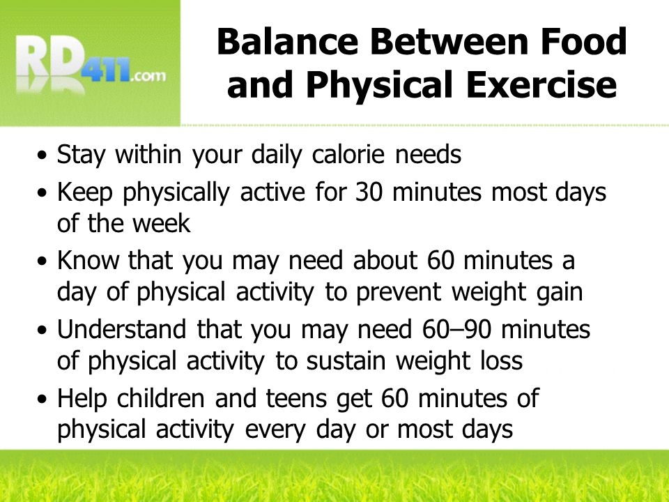 Balance Between Food and Physical Exercise