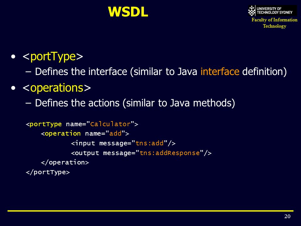 WSDL <portType> <operations>