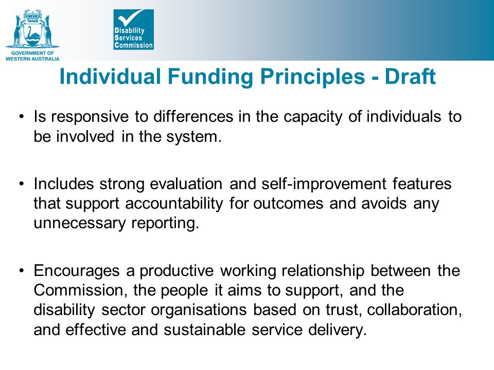 Individual Funding Principles - Draft