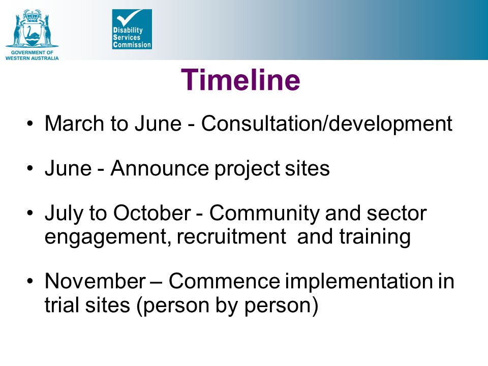 Timeline March to June - Consultation/development