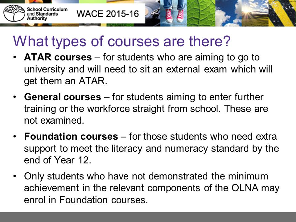 What types of courses are there