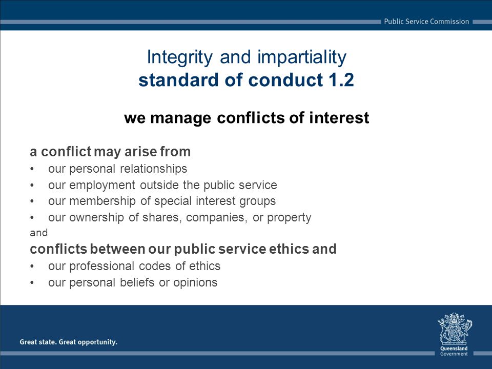 Integrity and impartiality standard of conduct 1