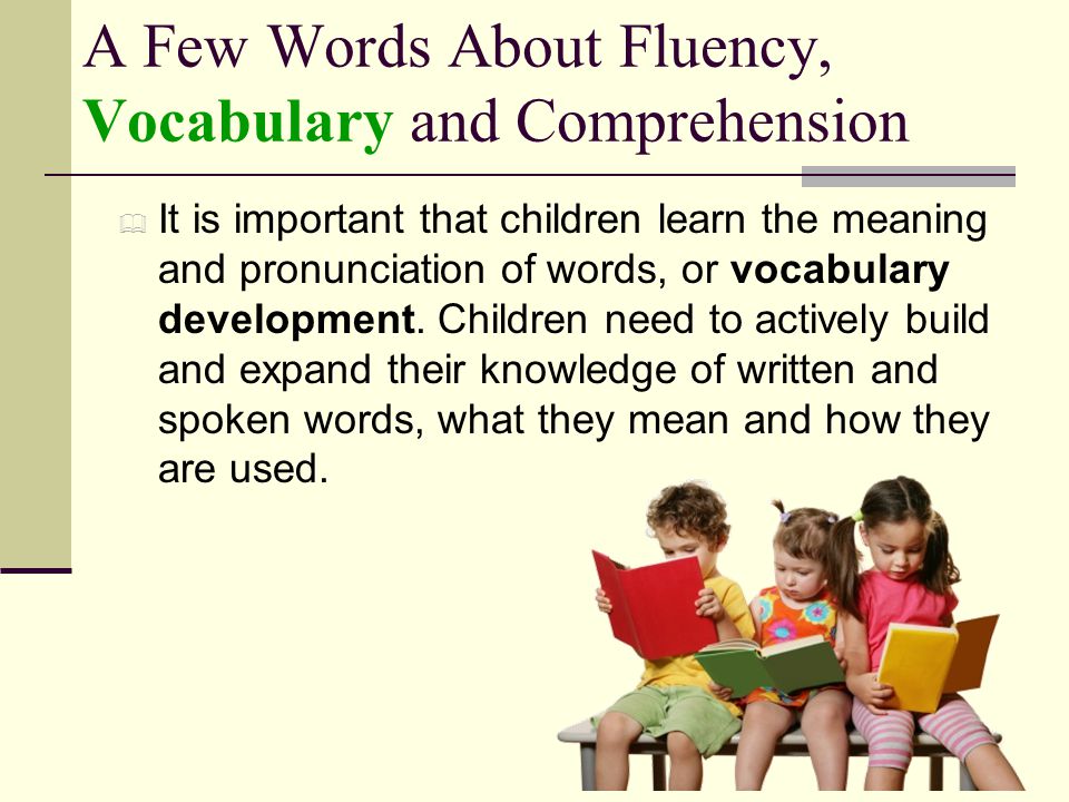 A Few Words About Fluency, Vocabulary and Comprehension