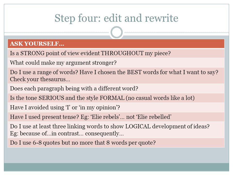 Step four: edit and rewrite