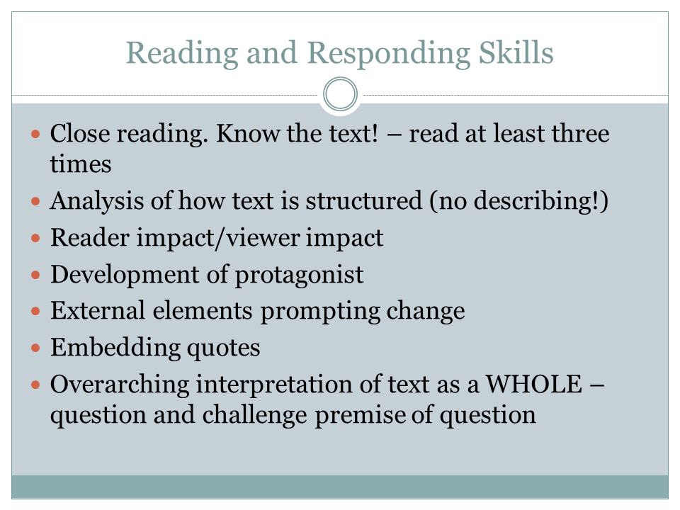 Reading and Responding Skills