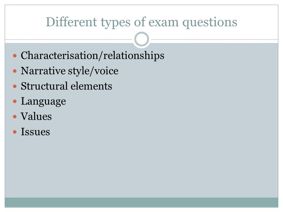 Different types of exam questions