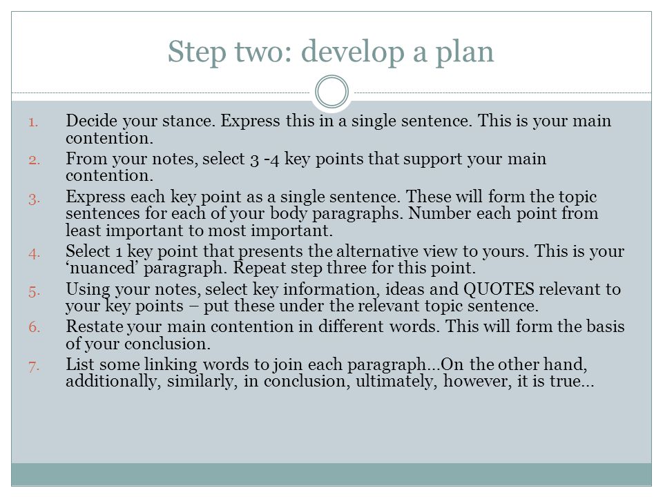 Step two: develop a plan