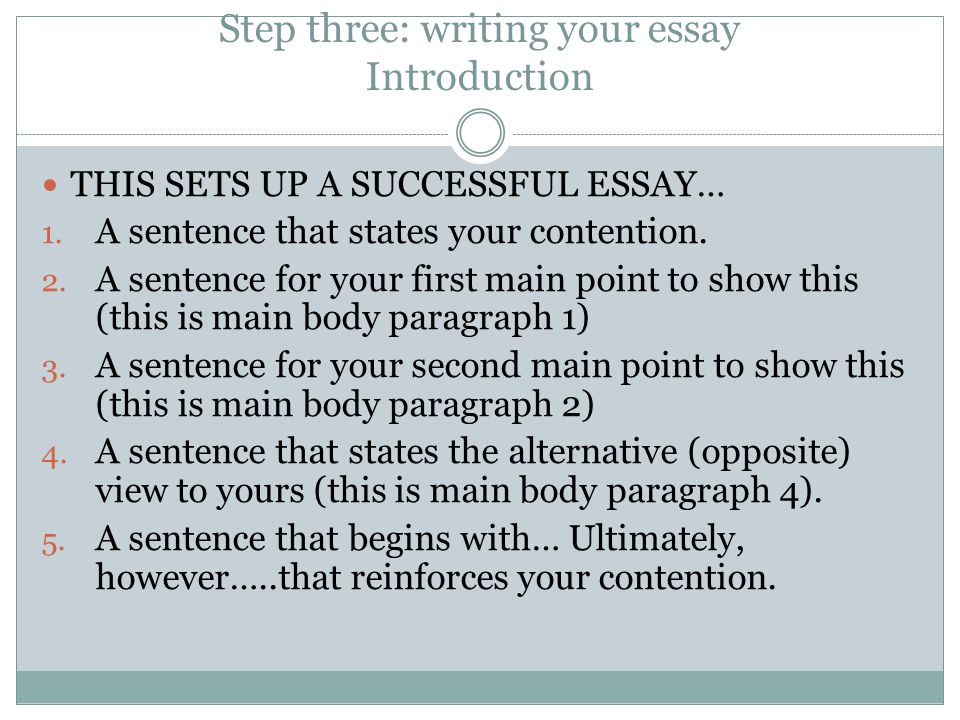 Step three: writing your essay Introduction