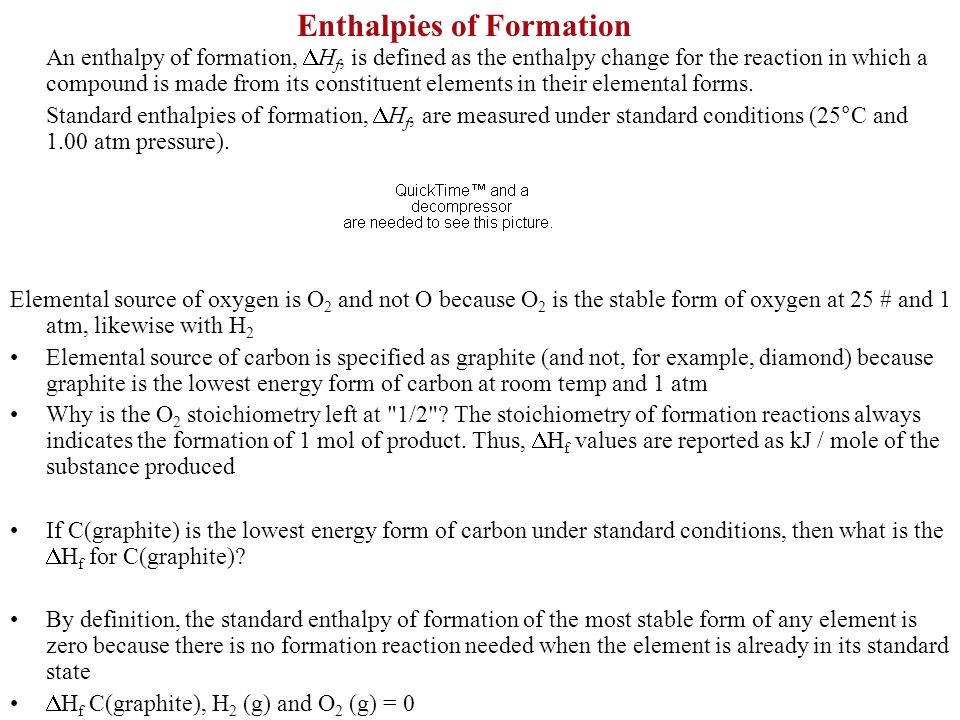 Enthalpy Chart For Compounds