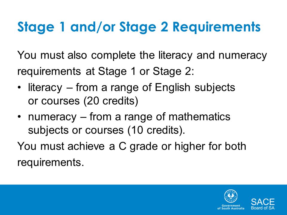 Stage 1 and/or Stage 2 Requirements