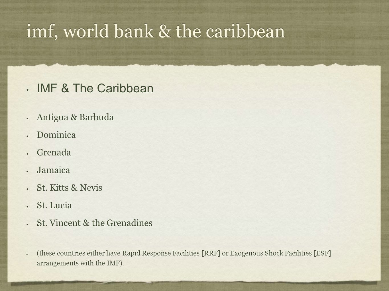 imf, world bank & the caribbean