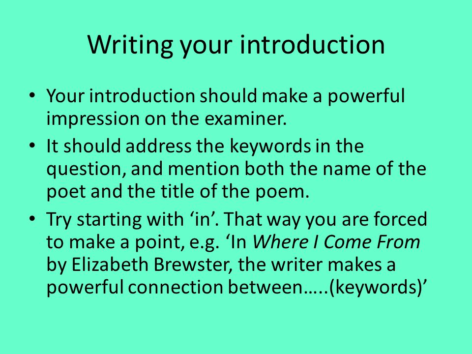 Writing your introduction