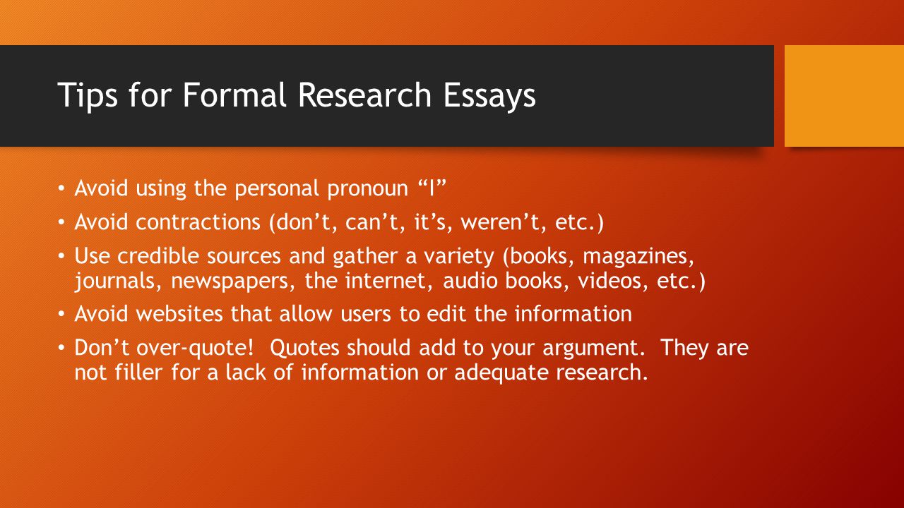 Tips for Formal Research Essays