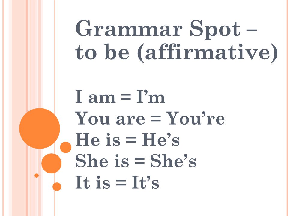 Grammar Spot – to be (affirmative)