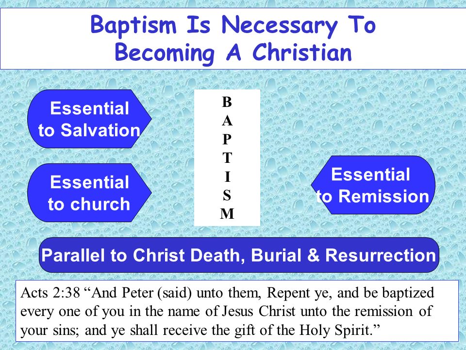 Baptism Is Necessary To Becoming A Christian