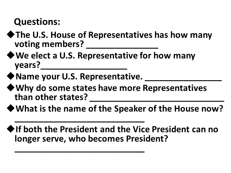 Questions: The U.S. House of Representatives has how many voting members _______________.