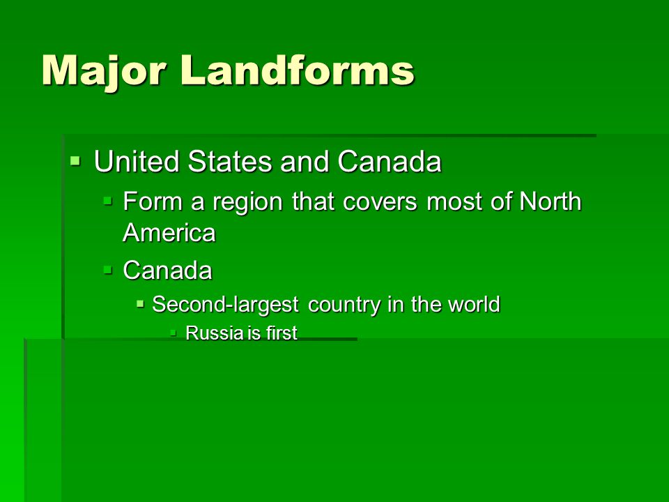 Major Landforms United States and Canada