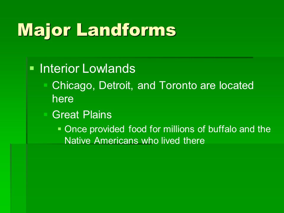 Major Landforms Interior Lowlands