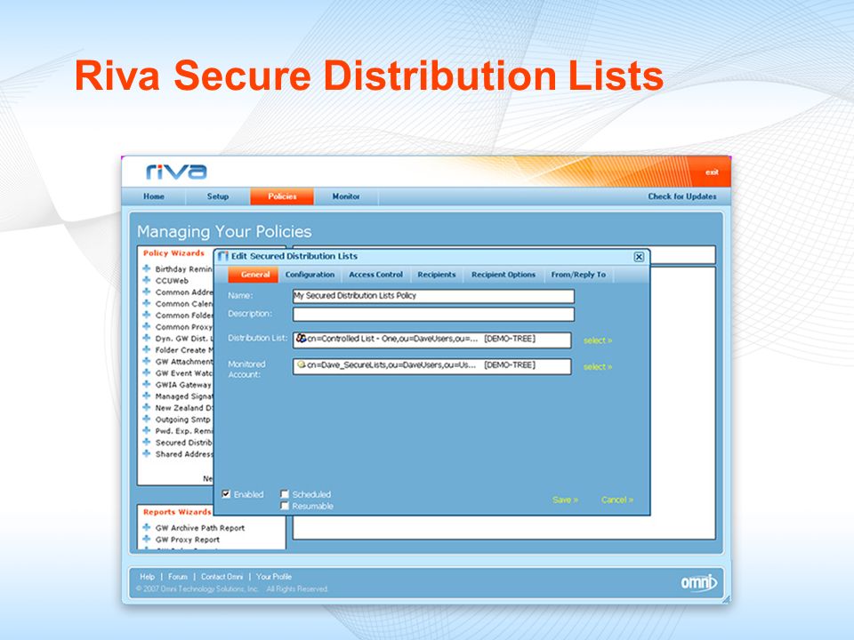 Riva Secure Distribution Lists