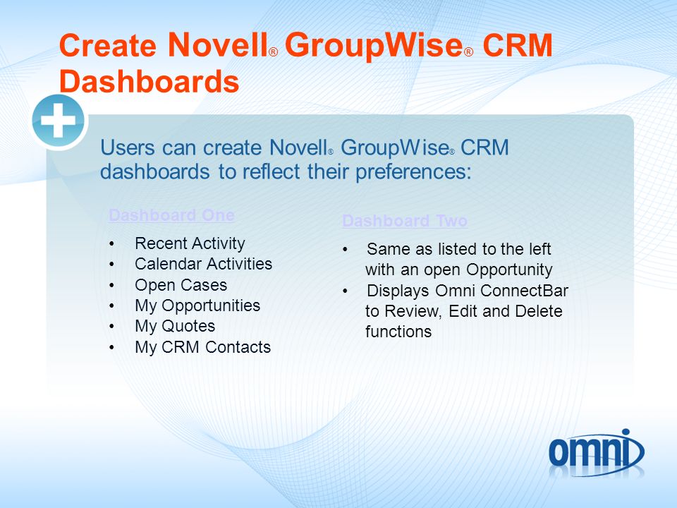 Create Novell® GroupWise® CRM Dashboards