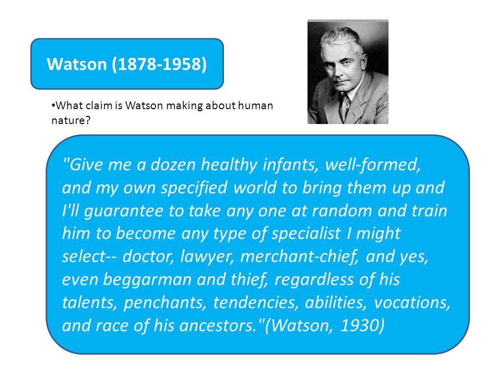 Watson ( ) What claim is Watson making about human nature