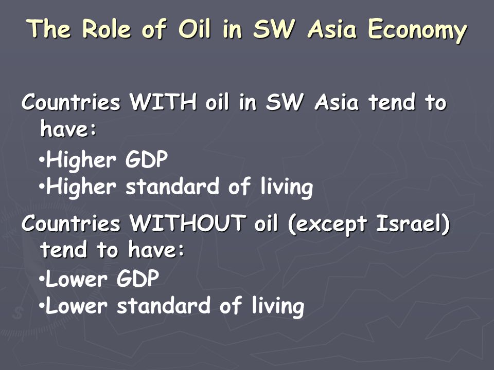 The Role of Oil in SW Asia Economy